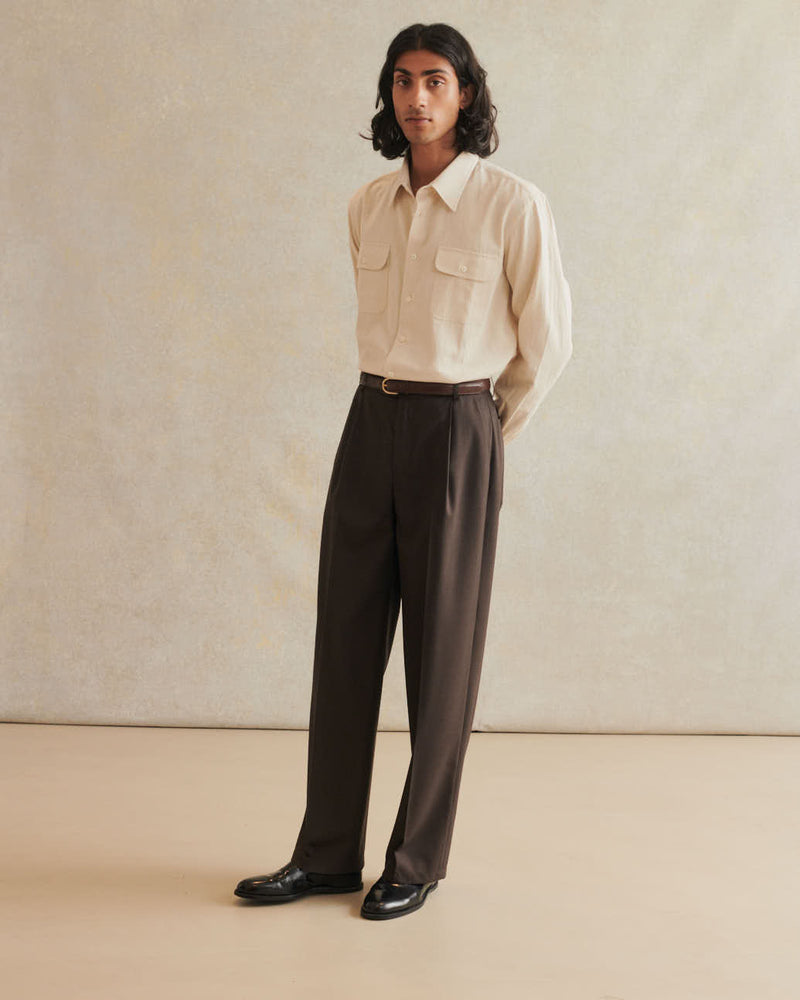 De Bonne Facture Cotton & Hemp Twill Artist Shirt / Undyed
