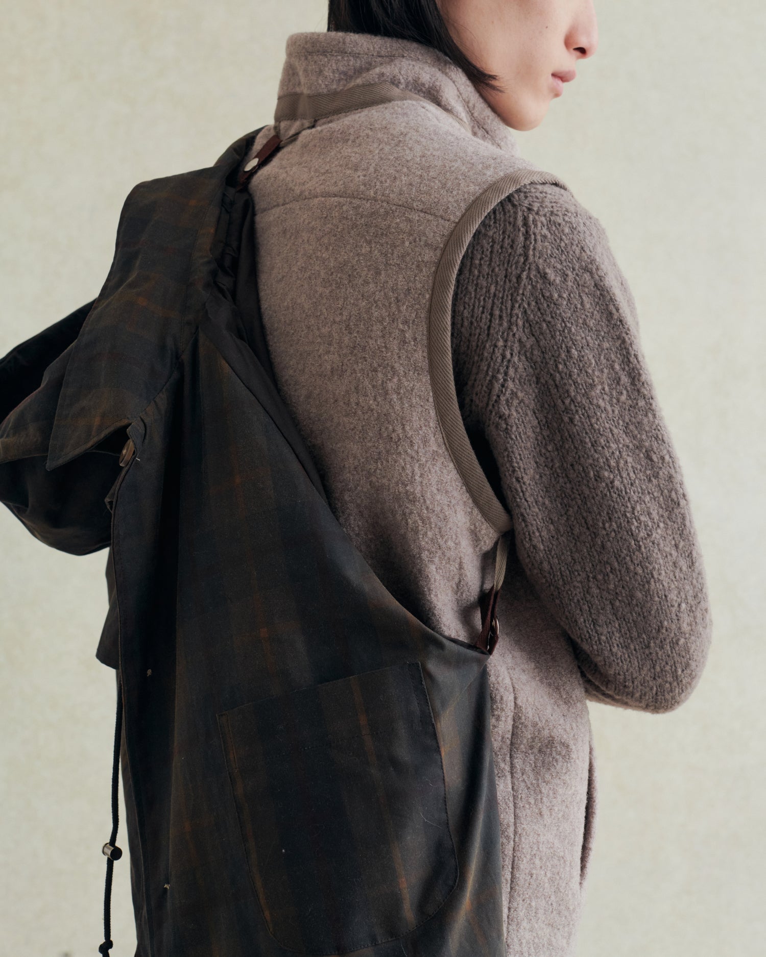 De Bonne Facture Boiled Wool Sherpa Vest / Beige