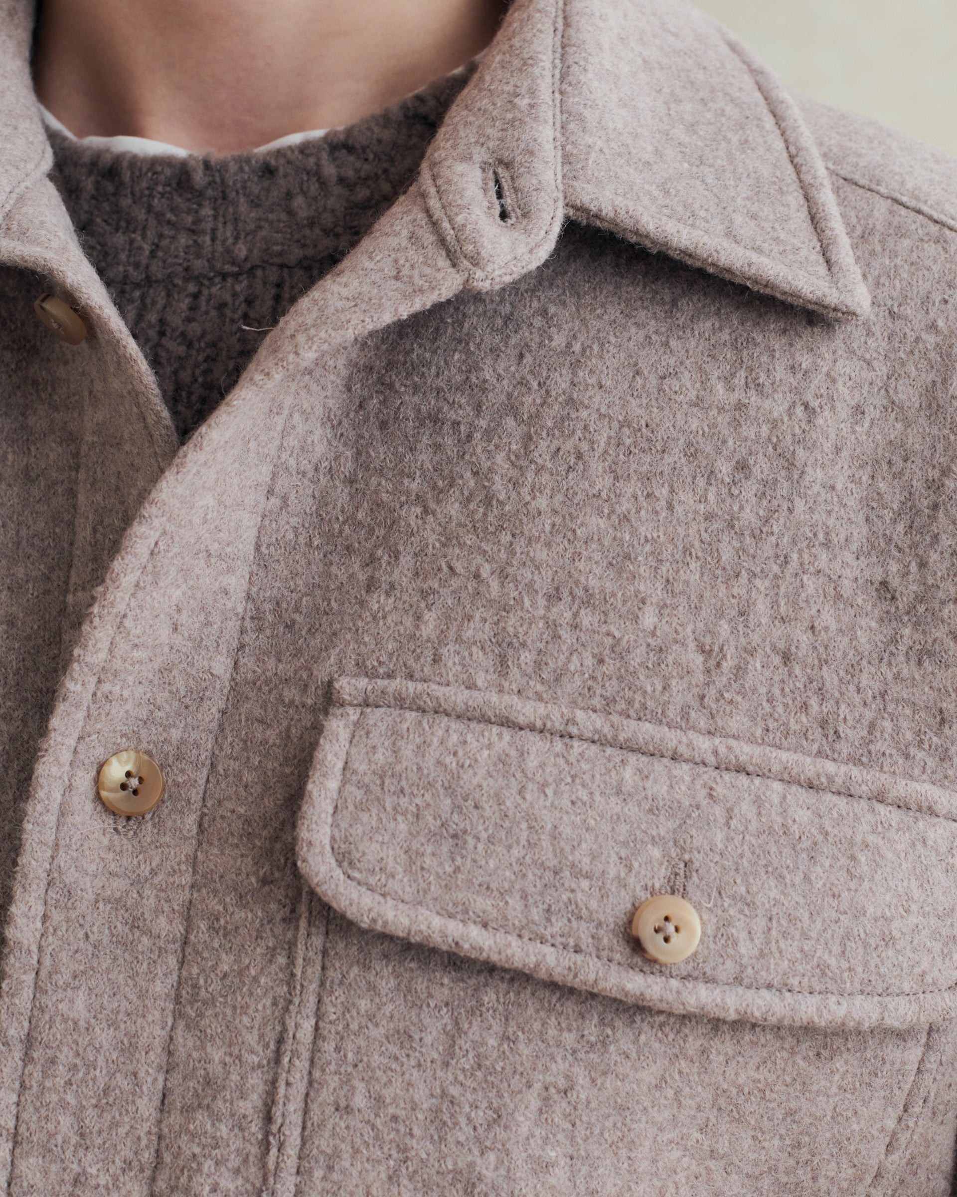 De Bonne Facture Boiled Wool Overshirt / Beige – Vaatturiliike