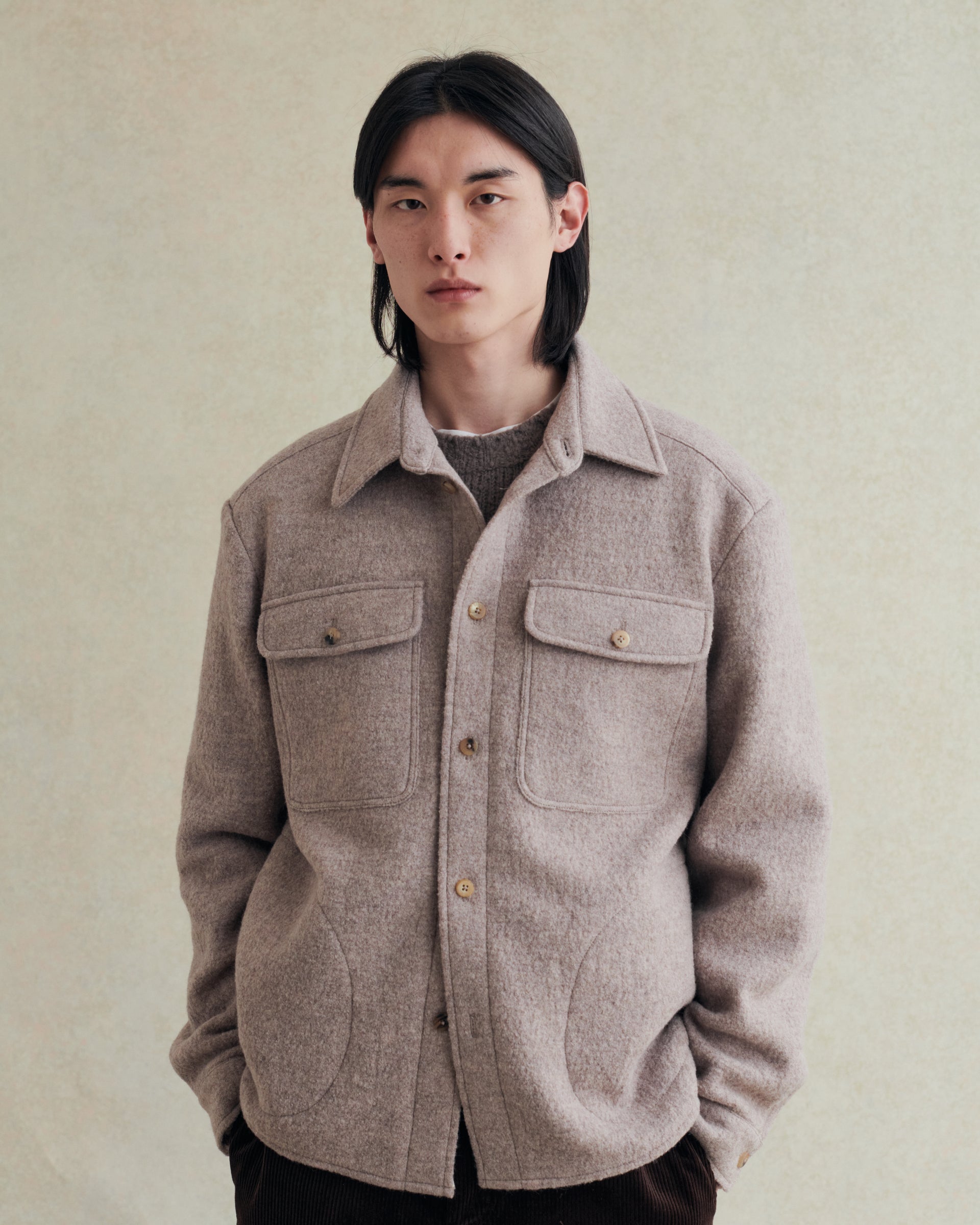 De Bonne Facture Boiled Wool Overshirt / Beige – Vaatturiliike
