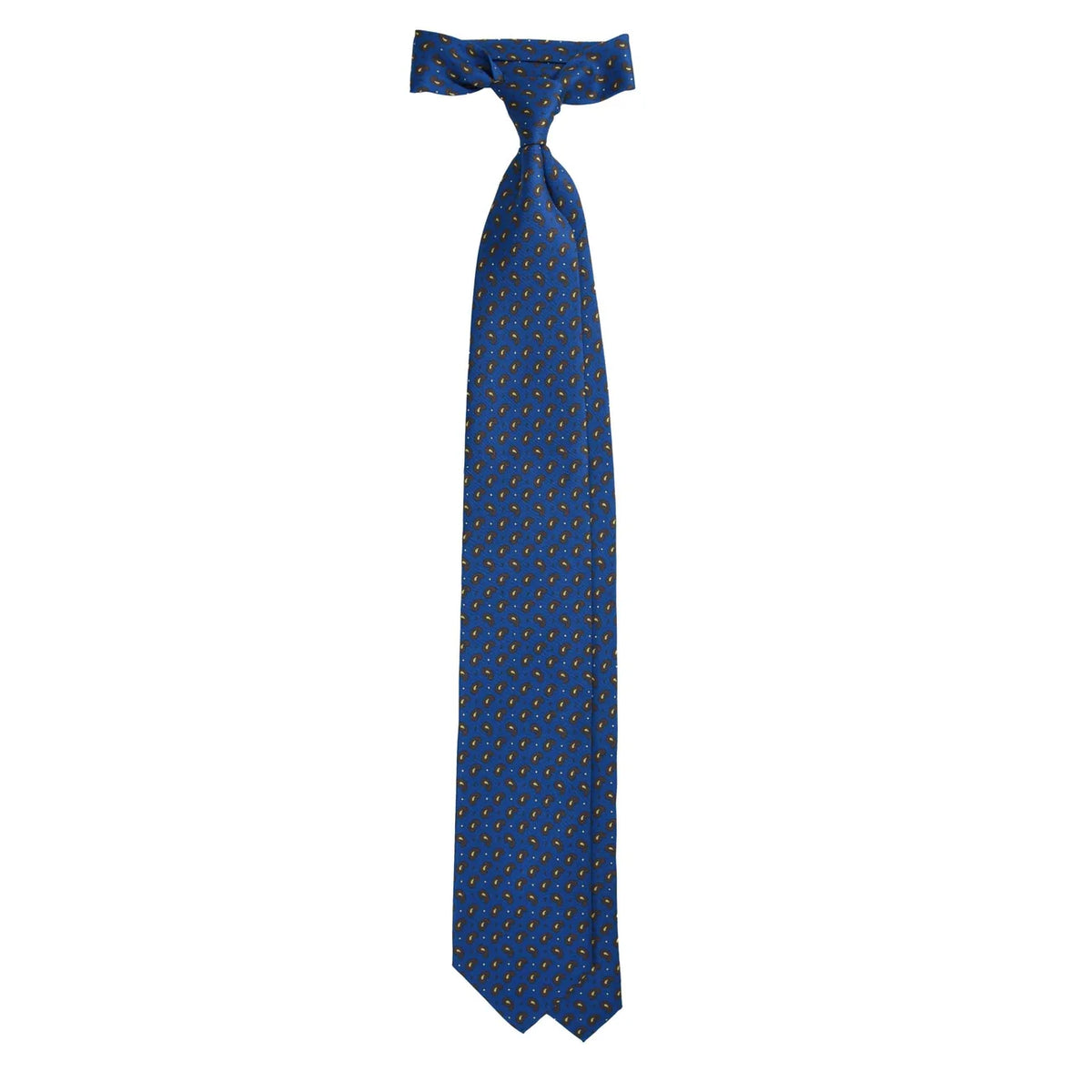 Serà Fine Silk Silk Tie with Brown Paisley Pattern / Royal Blue