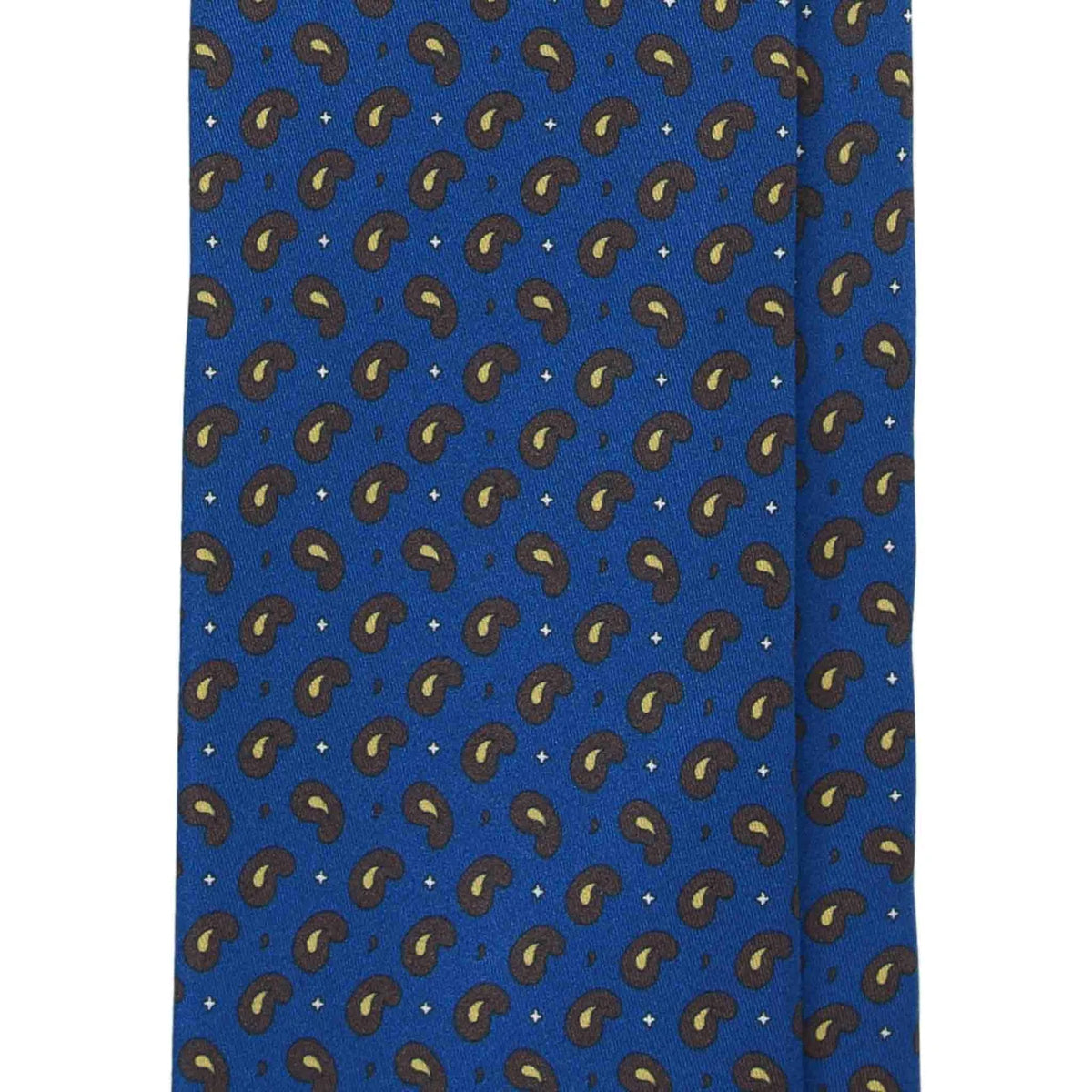 Serà Fine Silk Silk Tie with Brown Paisley Pattern / Royal Blue