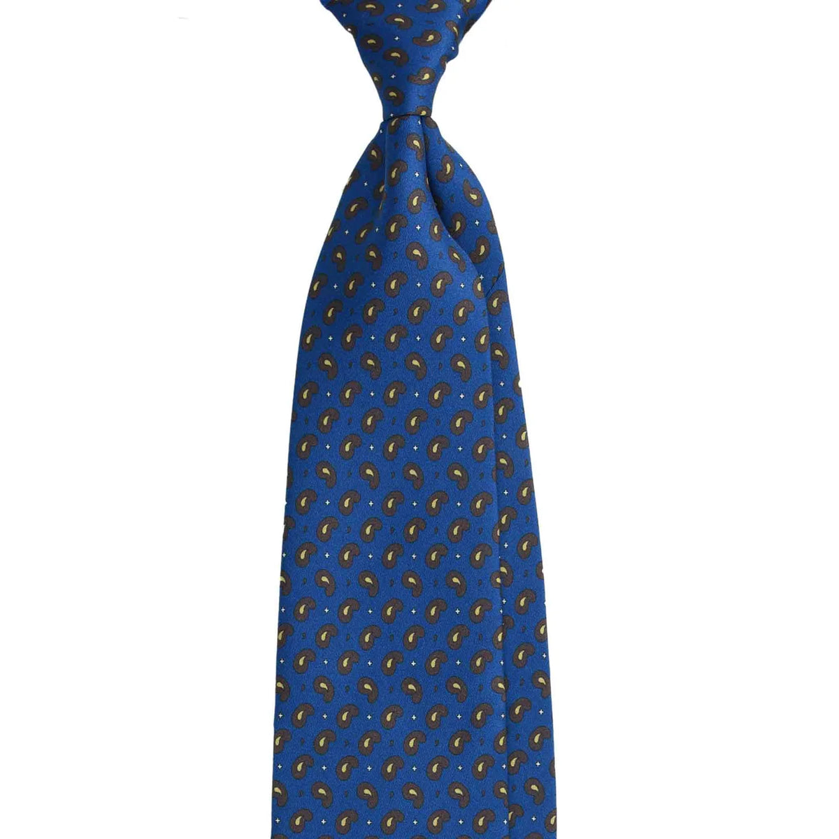 Serà Fine Silk Silk Tie with Brown Paisley Pattern / Royal Blue