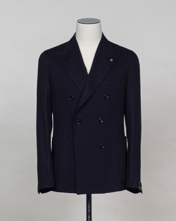 Model:  1SMC20K Tagliatore DB Wool & Cashmere Jacket / Navy Double breasted Art. 500018 U Unlined  Unconstructed shoulder  Composition: 94% Virgin Wool 6% Cashmere Color: B1073 / Navy Made in Martina Franca, ItalY
