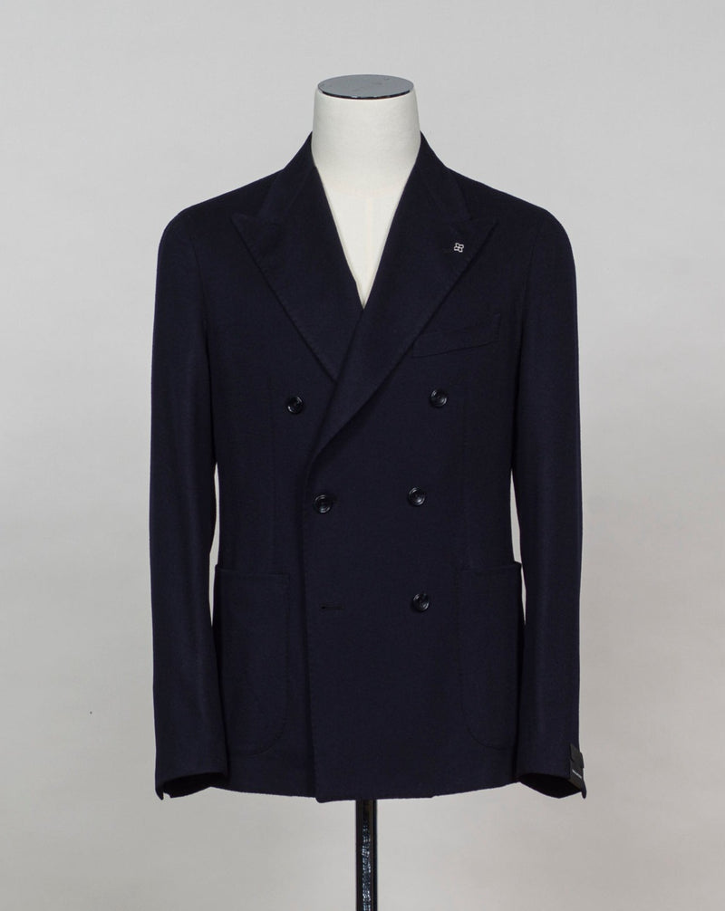 Model:  1SMC20K Tagliatore DB Wool & Cashmere Jacket / Navy Double breasted Art. 500018 U Unlined  Unconstructed shoulder  Composition: 94% Virgin Wool 6% Cashmere Color: B1073 / Navy Made in Martina Franca, ItalY