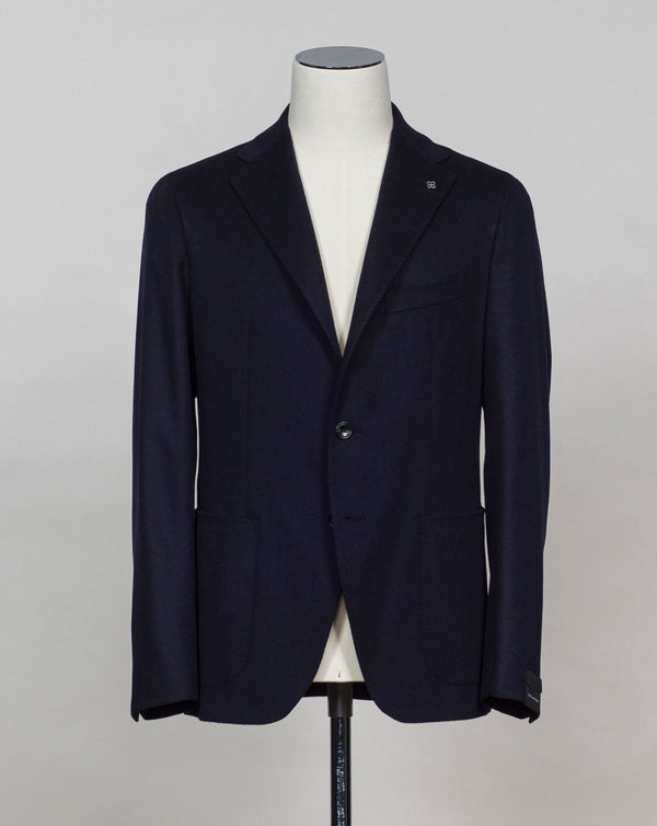 Model: 1SMC22K Tagliatore Wool & Cashmere Jacket / Navy Art. 500018 U Unlined  Unconstructed shoulder  Composition: 94% Virgin Wool 6% Cashmere Color: B1073 / Navy Made in Martina Franca, Italy