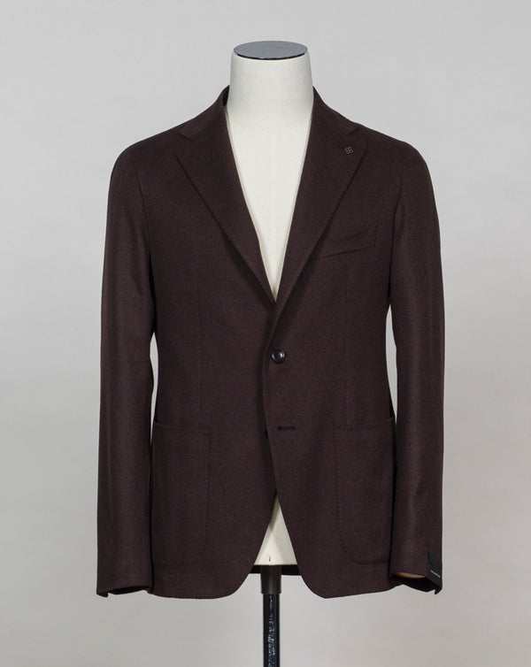 Model: 1SMC22K Tagliatore Wool & Cashmere Jacket / Dark Brown Art. 500018 U Unlined  Unconstructed shoulder  Composition: 94% Virgin Wool 6% Cashmere Color:  M3203 / Dark Brown Made in Martina Franca, Italy