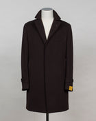 Model: Thomas Tagliatore Single Breasted Overcoat / Dark Brown Unlined  Unconstructed shoulder 1 center back vent Col. EM891 / Dark Brown 90% wool 10% cashmere, Exclusive fro Tagliatore Made in Martina France, Italy