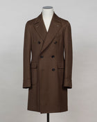 Article: TW22133U De Petrillo Double Breasted Wool Overcoat / Brown Model: Bonifacio Color: 8160 / Brown Composition: 100% Wool Made in Italy