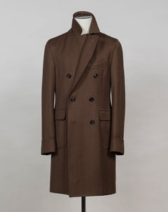 Article: TW22133U De Petrillo Double Breasted Wool Overcoat / Brown Model: Bonifacio Color: 8160 / Brown Composition: 100% Wool Made in Italy
