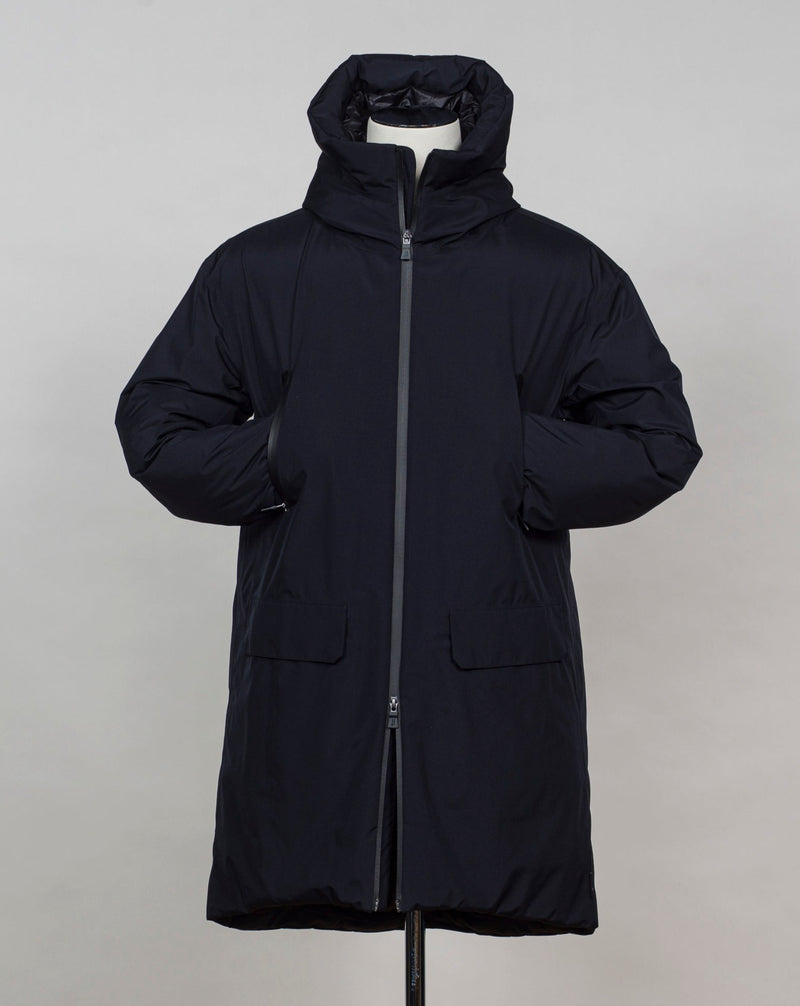 Article: PI00316UL - 11123 Color: 9290 / Dark Navy 80% Down 20% Waterfowl Feathers Herno Laminar Gore-Tex Down Coat / Navy