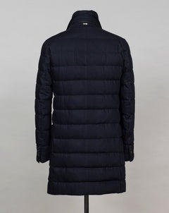 Article: PI000906U - 33278 8600 Color: 8600 Light beige 80% Down 20% Waterfowl Feathers Herno Down Pull Coat / Navy