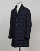 Article: PI000906U - 33278 8600 Color: 8600 Light beige 80% Down 20% Waterfowl Feathers Herno Down Pull Coat / Navy