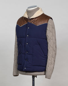 Article: 78143/69320  Color: 595 / Navy Faux Sheepskin Made in Italy Gran Sasso Western Gilet / Navy