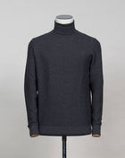 Art. 57157-14221 Col. 098 Charcoal 100% Wool Made in Italy  Gran Sasso Merino Honey Comb Roll Neck / Charcoal