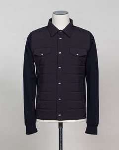 Article: 57129 / 69315 Color: 598 / Navy Sleeves and side panels 100% wool. Front and back 100% nylon. Thermal padding Made in Italy Gran Sasso Rain Wool Eco-Padding Jacket / Navy
