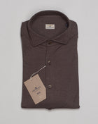 Sonrisa Luxury shirt Soft collar with removable collar bones Long sleeves 60% cotton 40% lyocell extremely soft touch TJ15/BC J631 04 B438 Made in Italy Sonrisa Cotton & Lyocell Jersey Shirt / Brown