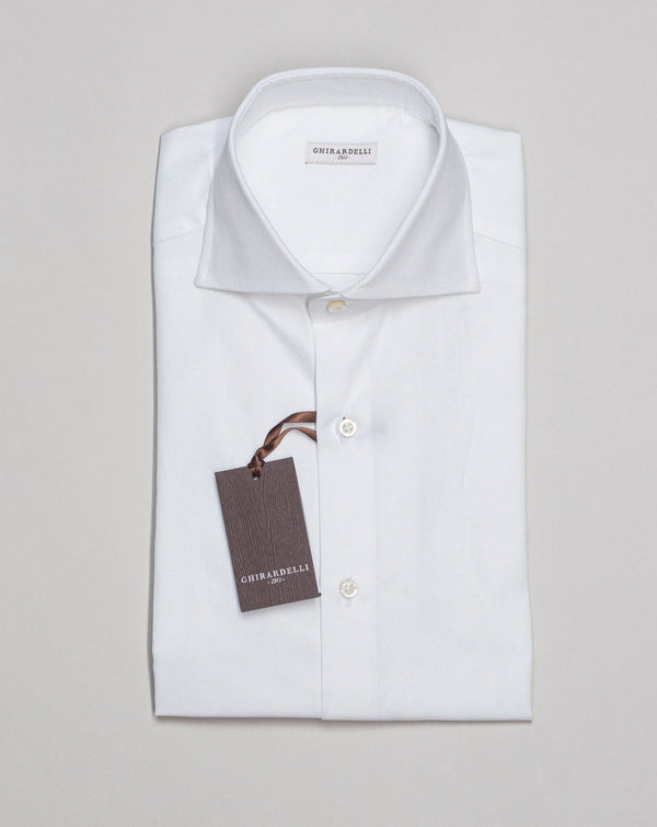 Art. U6300 100% cotton Col 02 White Collar: 590 (6mm stitchin) Ghirardelli Cotton Structured Shirt / White