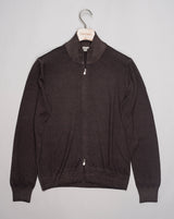 Article: 55144 / 22792 Model: Giubbino M/L Zip Composition: 100% Virgin wool Color: 308 / Dark Brown Gran Sasso Vintage Merino Full-Zip Knit / Dark Brown