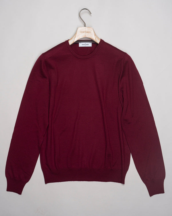 Art. 55167-14290 Col.285 Wine 100% Merino wool Made in Italy Gran Sasso Merino crew neck knit / Wine