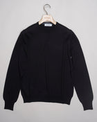 Art. 55167-14290 100% Merino wool Col. 099 Black  Made in Italy GRAN SASSO Merino crew neck knit / Black