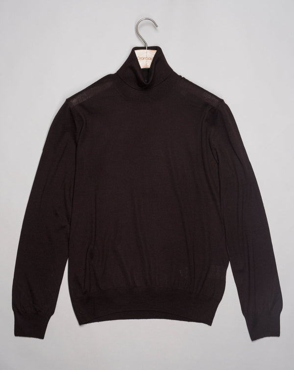 Art.   43163-15390 Col. 195 / Dark Brown 70% cashmere 30% silk Made in Italy Gran Sasso Cashmere Silk Roll Neck / Dark Brown