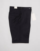 Model: Quartieris 2 pleats and side adjusters Art. 423120 99% wool 1% ea Color: 10 / Black Made in Italy Briglia Pleated Wool Flannel Trousers / Black