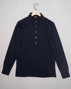 Article: 60180 / 75501 Model: Polo M/L Long sleeves Color: 598 / Dark Blue Composition: 92% Cotton 8% Cashmere  Made in Italy Gran Sasso Cotton & Cashmere Pop-Over Shirt / Dark Blue