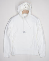 Art. 15CMSS009B 006372G Col 103 White 100% Cotton Adjustable hood Kangaroo pockets Logo detail Ribbed cuffs and hem Resist dyed C.P. Company Brushed & Emerized Diagonal Fleece Logo Hoodie / Gauze White