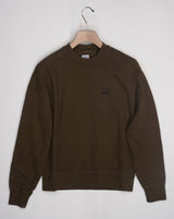 Crew neck Ribbed cuffs and hem Logo detail embroidered in front Art. 15CMSS008B 006372G Col. 683 Ivy Green C.P. Company Brushed & Emerized Diagonal Fleece Logo Sweatshirt / Ivy Green