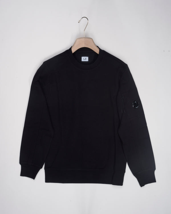 C.P. Company Diagonal Raised Fleece Lens Sweatshirt / Black