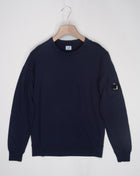 Art.  15CMSS082A 005086W 100% cotton Col. 888 / Navy Lens Detail on Left Sleeve Pocket Ribbed Cuffs and Hem  C.P. Company Light Fleece Lens Sweatshirt / Total Eclipse  