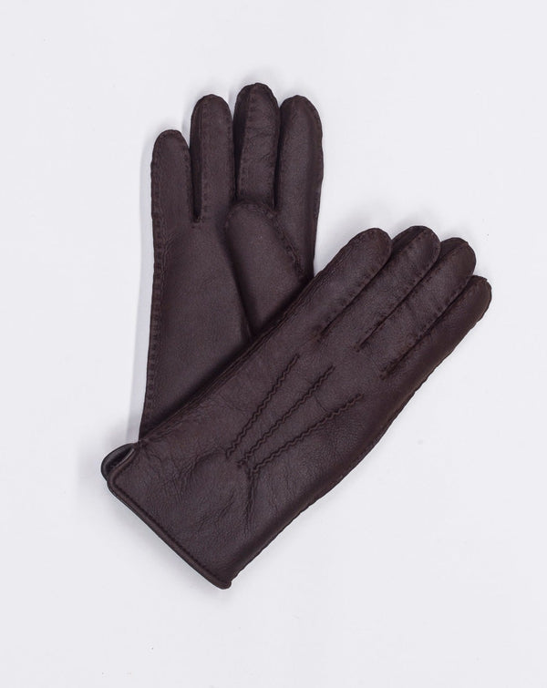 100% Leather Fur lining Article: 92 1619 Color: AP 959 Werner Christ Lambskin Gloves with Fur Lining / Brown