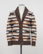 Art. 10106/25016 Col 194 / Brown mixed 100% wool Made in Italy Gran Sasso Shawl Collar Wool Cardigan / Brown