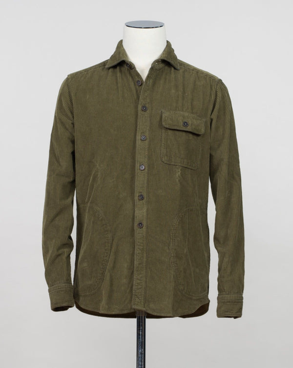 Article: B130FVE/TC Color: 235 / Green Composition: 100% Cotton Ghirardelli Corduroy Overshirt / Green