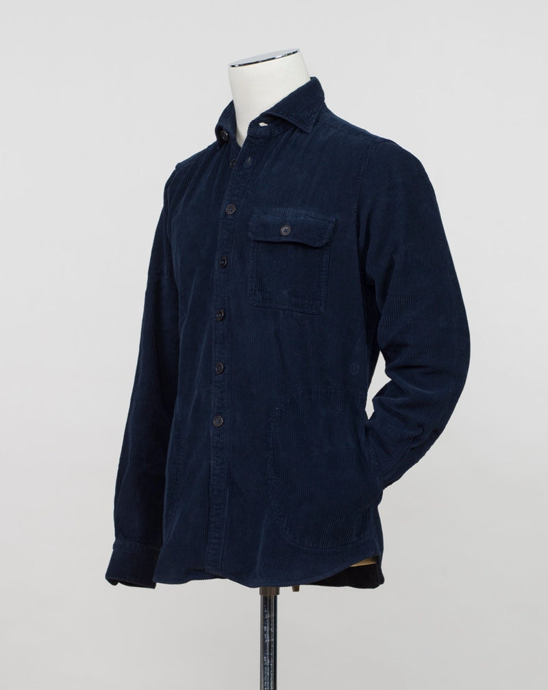 Article: B130FVE/TC Color: 283 / Blue Composition: 100% Cotton Ghirardelli Corduroy Overshirt / Blue