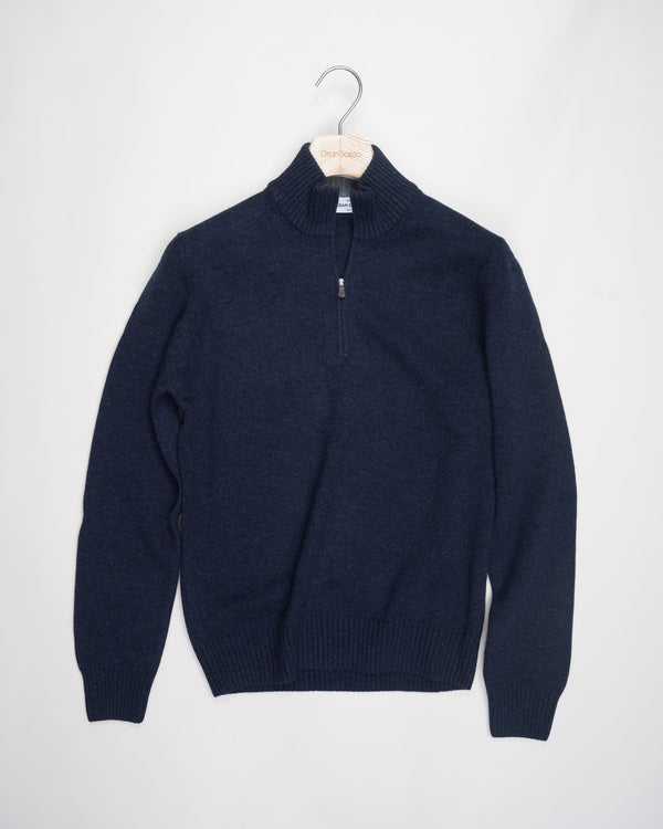 Article: 23125/19621  Color: 589 / Blue Composition: 80% Wool 10% Cashmere 10% Viscose Made in Italy Gran Sasso Wool & Cashmere Half-Zip / Blue