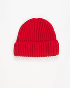 Model: Beanie Article: M 40 BIS Color: Red Composition: 100% Merino Wool 'Made in Florence, Italy G.R.P. Ribbed Merino Beanie / Red