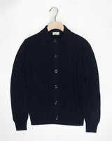Heavy ribbed merino wool gardigan with shirt collar. 100% Merino  Col 1 / Navy Made in Italy  Altea Merino Wool Collar Cardigan / Navy