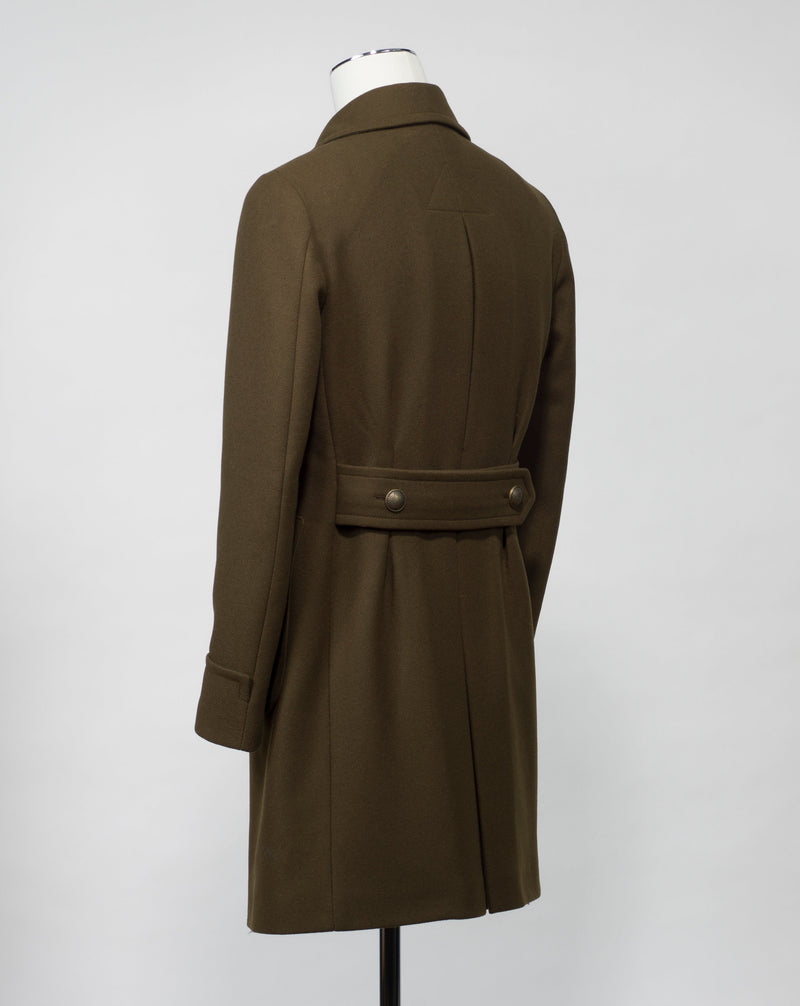 Model: Carlo/Z Fabric code: 770069 U 100% wool double splittable Color: Green / V3039 Brass buttons: MET143 Tagliatore Double Breasted Ulster Coat with Metal Buttons / Green