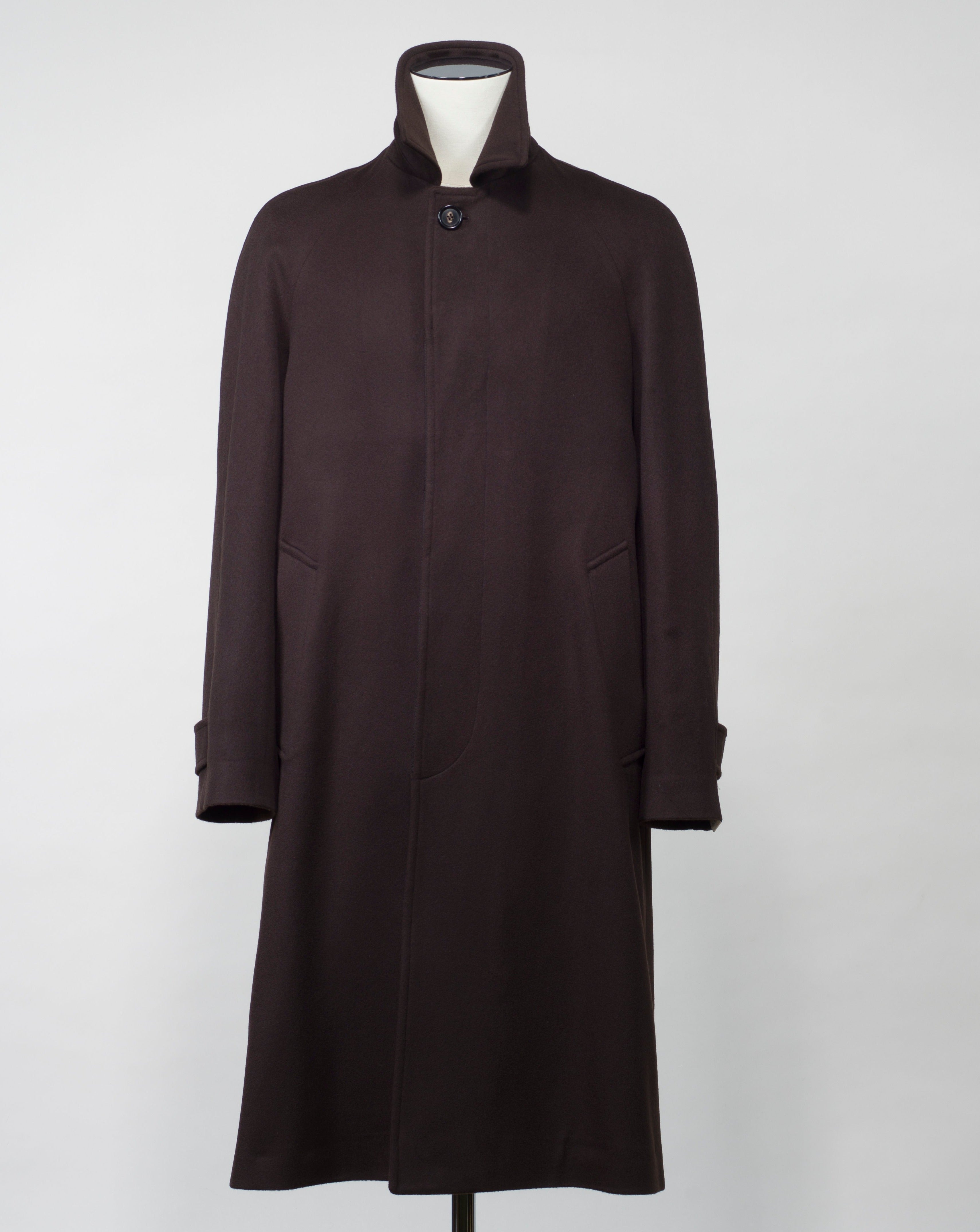 De Petrillo Wool & Cashmere Raglan Coat / Dark Brown
