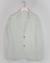 Article: 57156 / 18613 Color: 410 / Light Mint Composition: 68% Linen 32% Cotton Made in Italy Gran Sasso Linen & Cotton Jersey Jacket / Light Mint