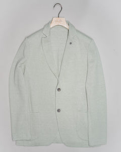 Article: 57156 / 18613 Color: 410 / Light Mint Composition: 68% Linen 32% Cotton Made in Italy Gran Sasso Linen & Cotton Jersey Jacket / Light Mint