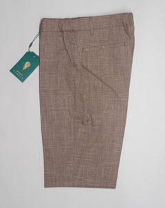 Composition: 99% Cotton 1% Elastan Prince of Wales check Model: Morello Elax Article: ts1635x Color: Light Brown Made in Martina Franca, Italy Berwich Morello Elax Cotton Stretch Trousers / Light Brown