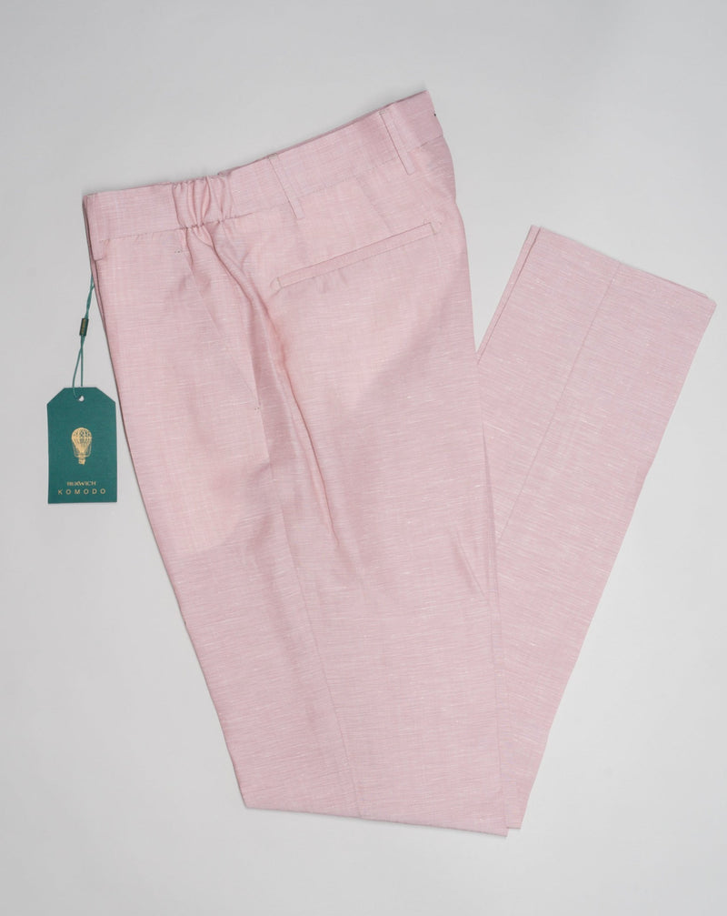 Composition: 50% wool & 50% linen Elastic waist adjuster on both sides Model: Morello Elax Article: zg1554 Color: Rose Made in Martina Franca, Italy Berwich Morello Elax Wool & Linen Trousers / Rose