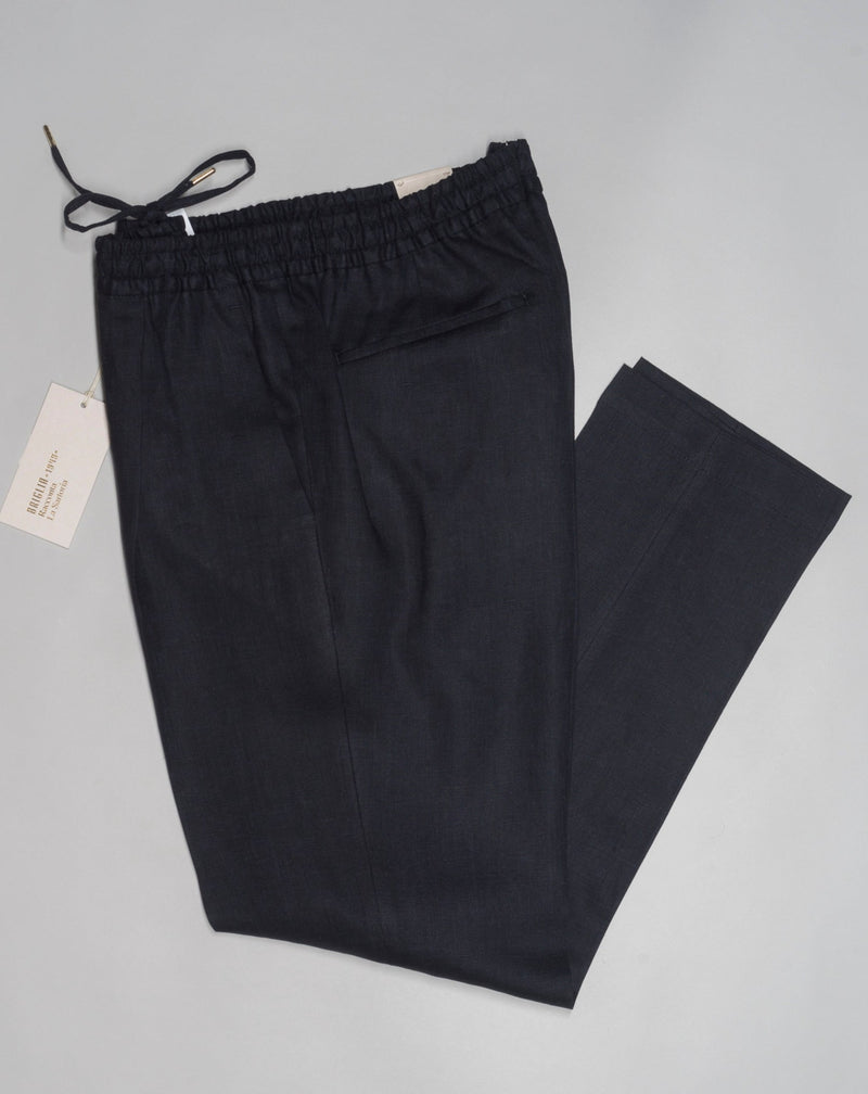 Briglia Linen Drawstring Trousers / Black