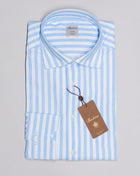 Slimline Cut away collar Composition: 73% Polyamide 27% Elastan Color: 102 / Light Blue Model: 840000 8556 Stenströms Candy Stripe Jersey Shirt / Light Blue