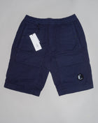 Model: BE299A 6026O Color: 330 SAND  C.P. Company Twill Stretch Cargo Shorts / Medieval Blue