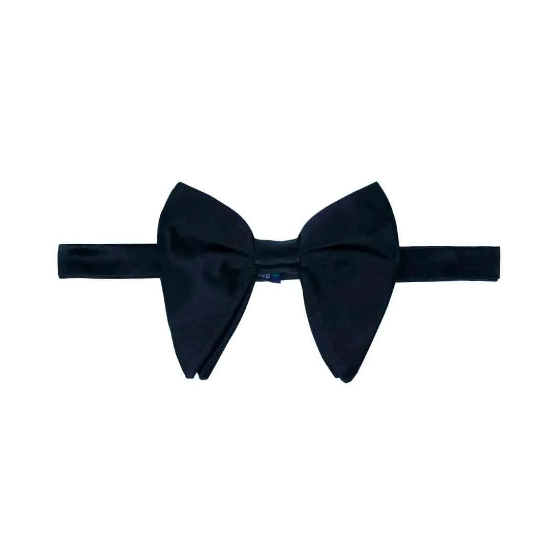 Serà Fine Silk Extra Big Satin Silk Butterfly Bow Tie / Dark Blue