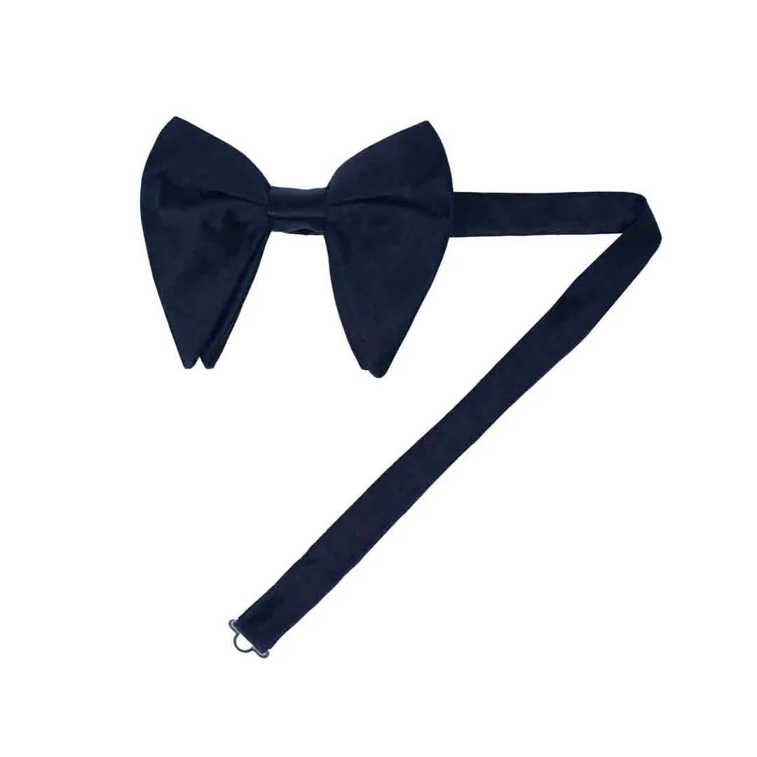 Serà Fine Silk Extra Big Satin Silk Butterfly Bow Tie / Dark Blue